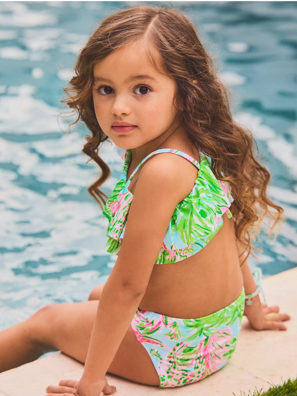 Lilly Pulitzer Janie and Jack Girls Norabelle Ruffle Bikini Set Multi On Parade